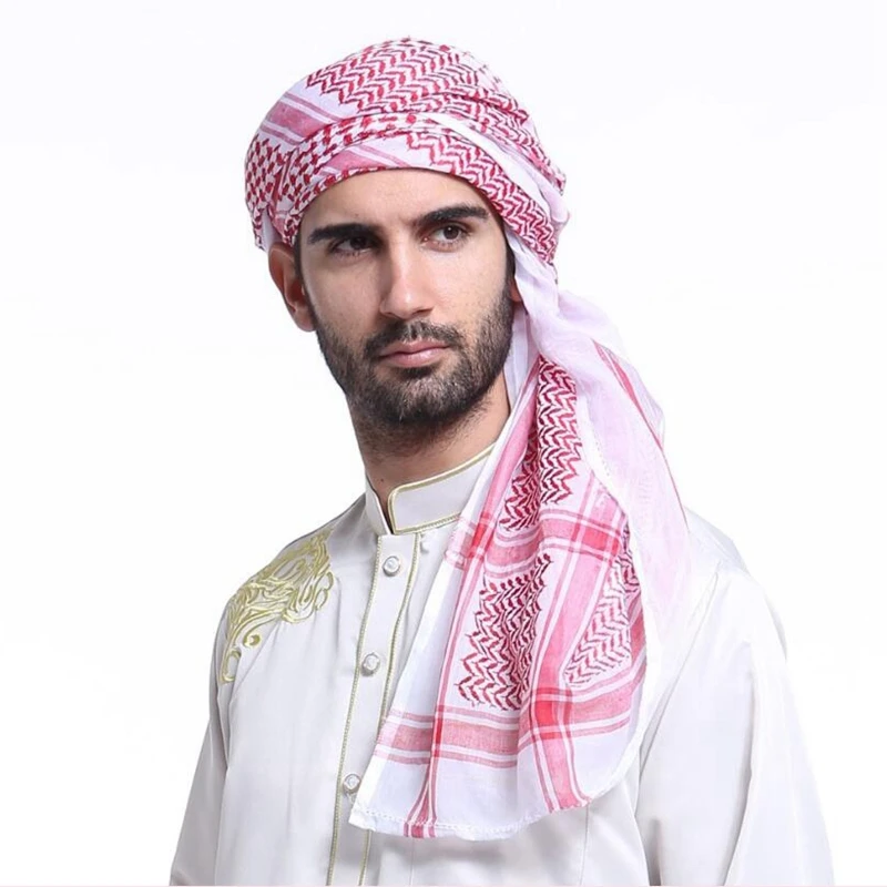 Arab Scarf Islamic Keffiyeh Shawl for Men Muslim Traditional Costumes Accessories Turban Praying Hat Plaid Head Scarf Keffiyeh