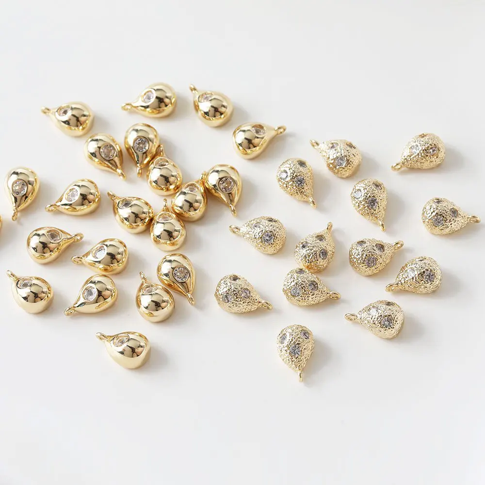 4PCS 8*12mm 14K Gold Plated Drop Shape Earrings Pendant Brass Charms for Jewelry Making Eardrop Findings DIY Hand Accessories