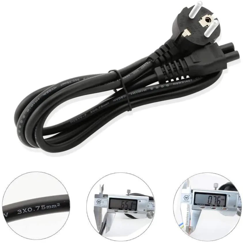 1.5M EU Universal Laptop 3-pin Charger Plug Power Adapter Cord Cable For HP Dell Toshiba Sony ASUS Lenovo Samsung notebook