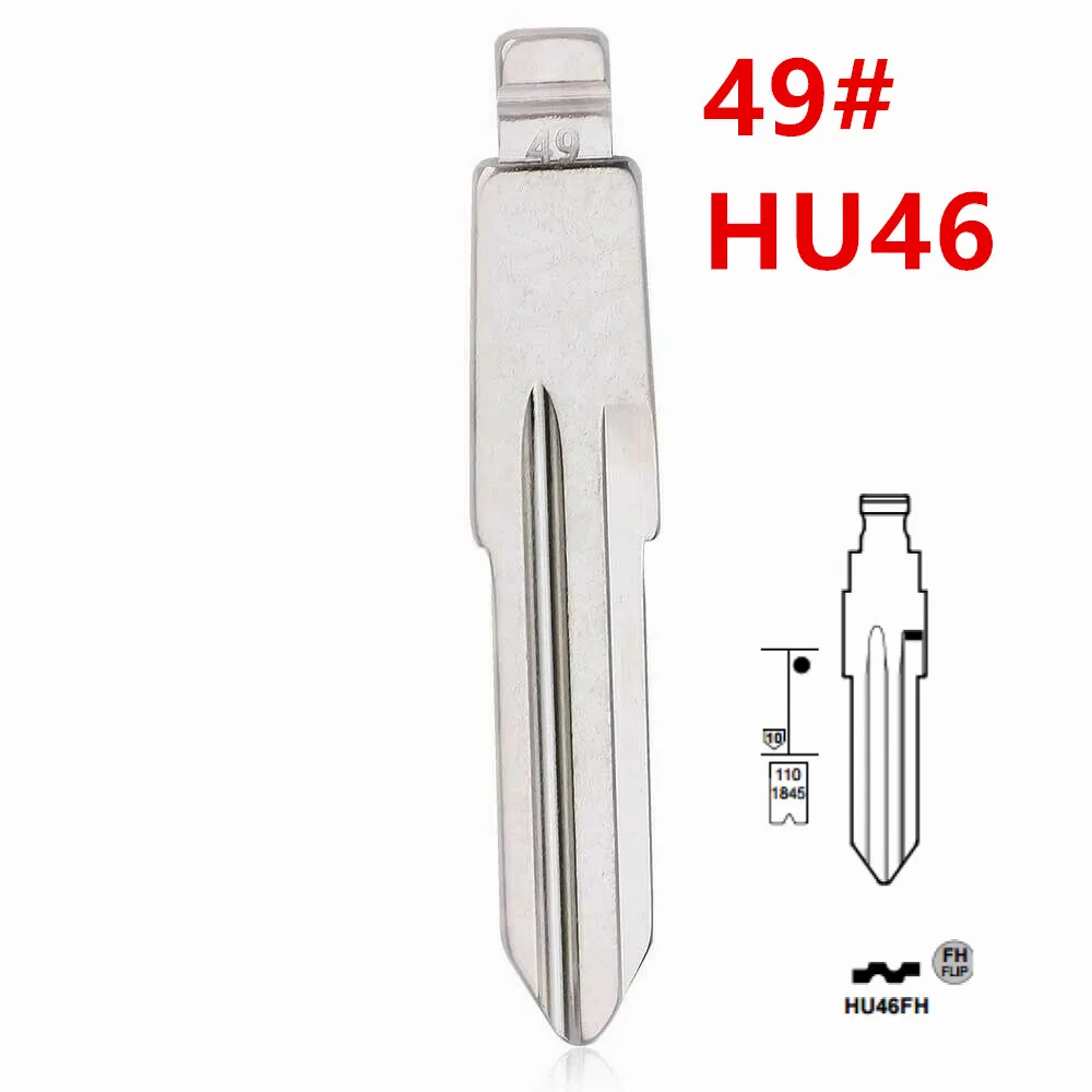 HU46FH 좌측 금속 언컷 블랭크 플립 원격 키 블레이드, Opel, Chevrolet,Holden, keydiy KD xhorse VVDI JMD용, 10 개, 49 # HU46