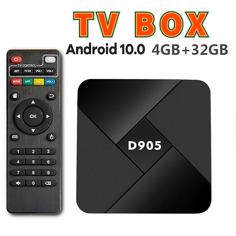 

D905 Android 10.0 TV BOX 2.4G Wifi 4G+32G 4k 3D TV Receiver Media Player High Qualty TV BOX game Console Fast Box Dropshipping