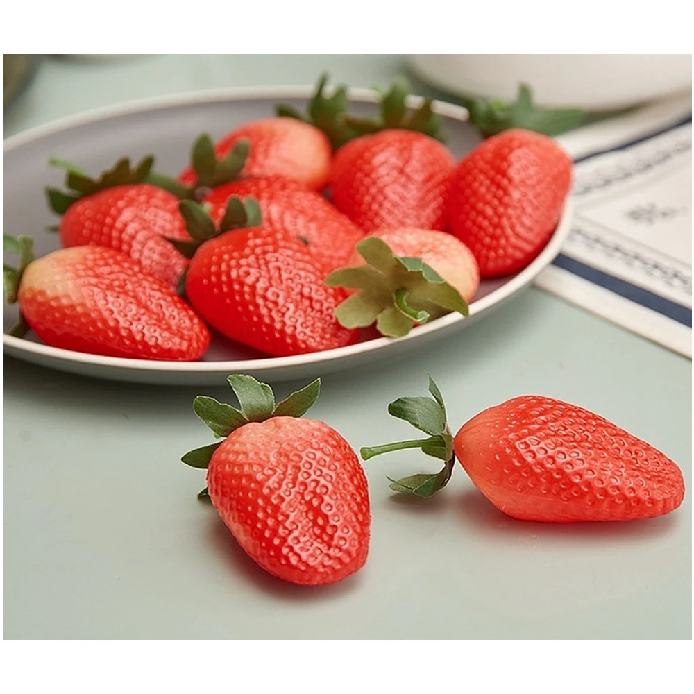 5pcs Artificial Fruit Fake Strawberry Plastic DIY Simulation Strawberry Ornament Craft Photography Props Christmas Home Decor