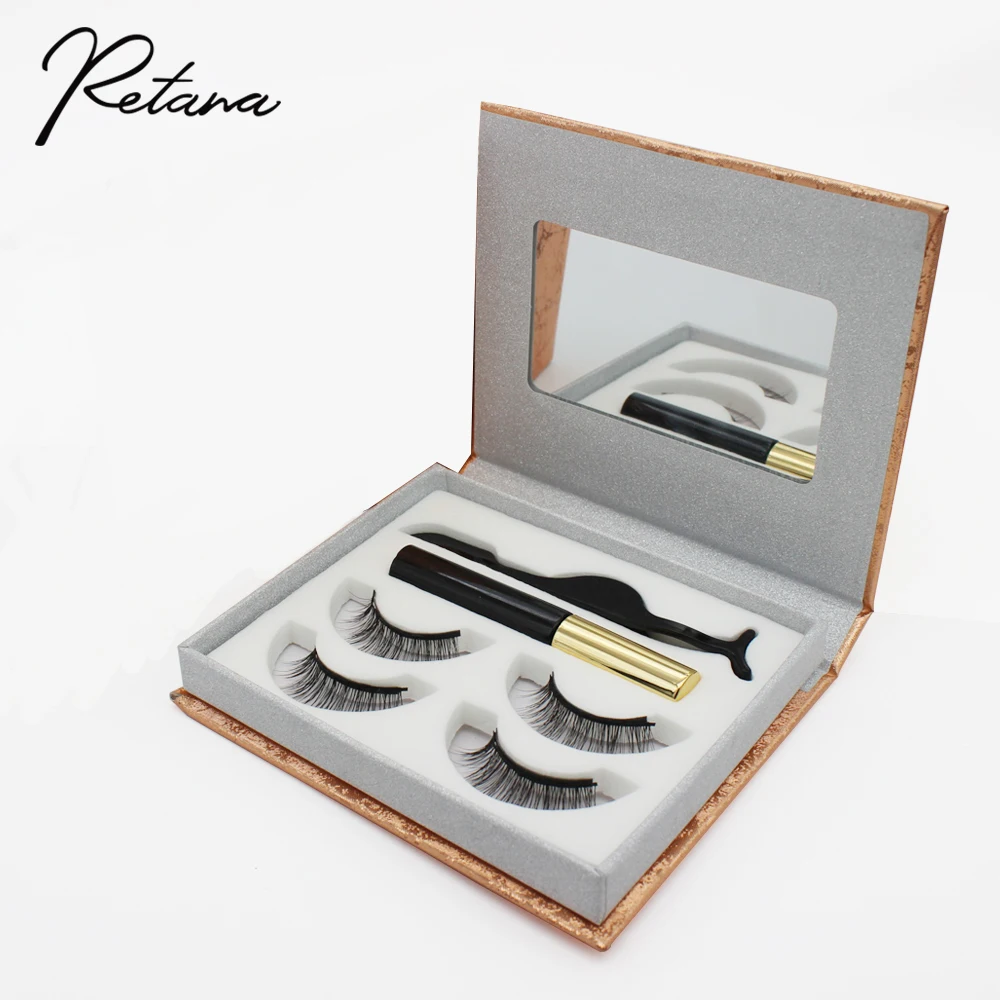 2 คู่คุณภาพสูงธรรมชาติขนตาแม่เหล็ก eyelash Eyeliner reusable False eyelash EXTENSION แหนบชุดเครื่องมือแต่งหน้า