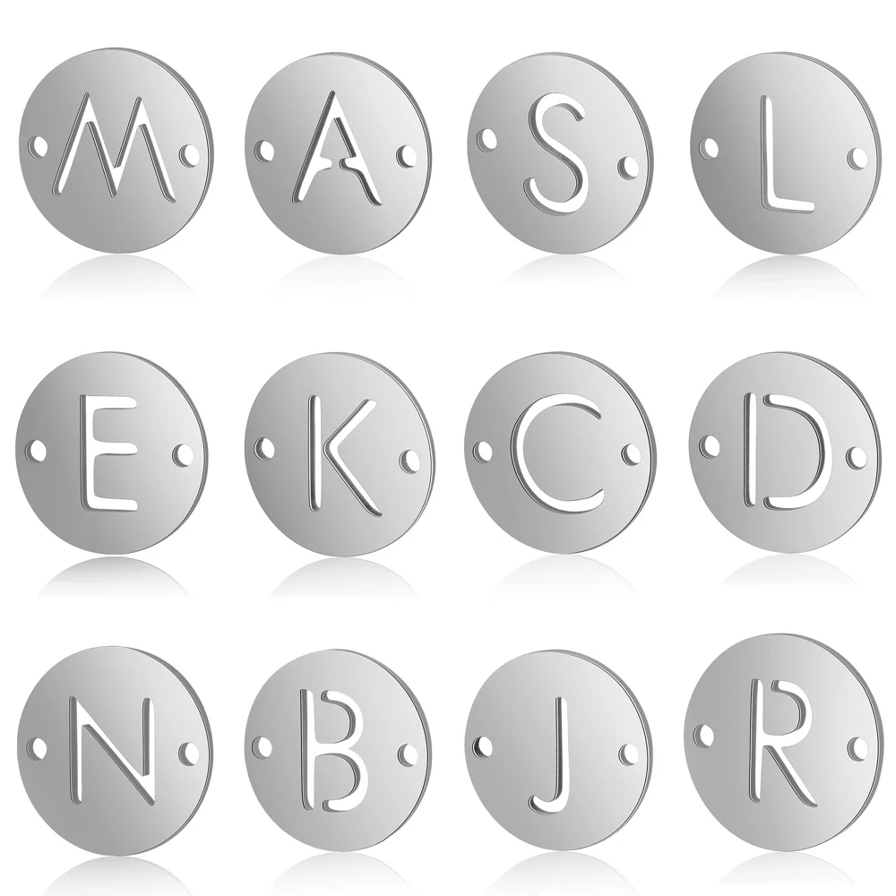 10pcs/Lot 316 Stainless Steel Initial Name Charms Vnistar DIY Alphabet 26 Letter Making Charms for Bracelets Wholesale