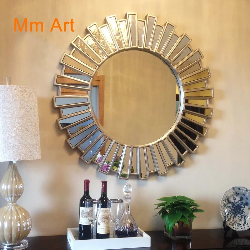 European Decoration Retro Dressing Mirror Simple Hallway Mirror Makeup Mirror Modern round Mirror Dining Side Mirror