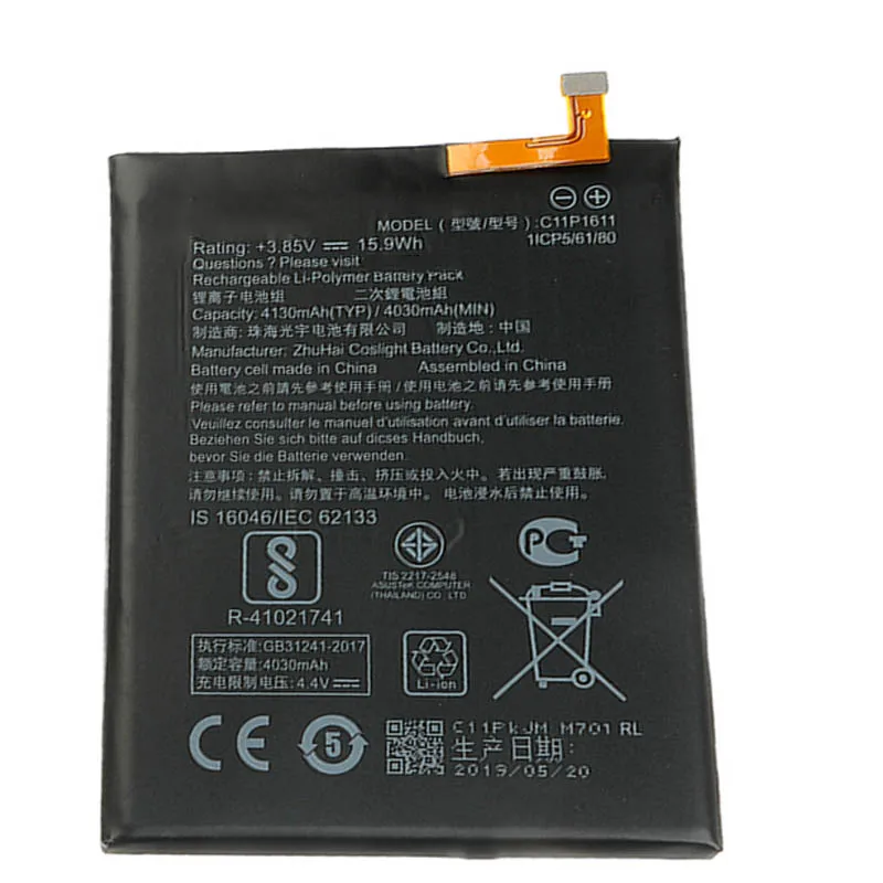 

For ASUS C11P1611 Battery For ASUS Zenfone 3 Max ZC520TL 4130mAh High Capacity Mobile Phone Battery