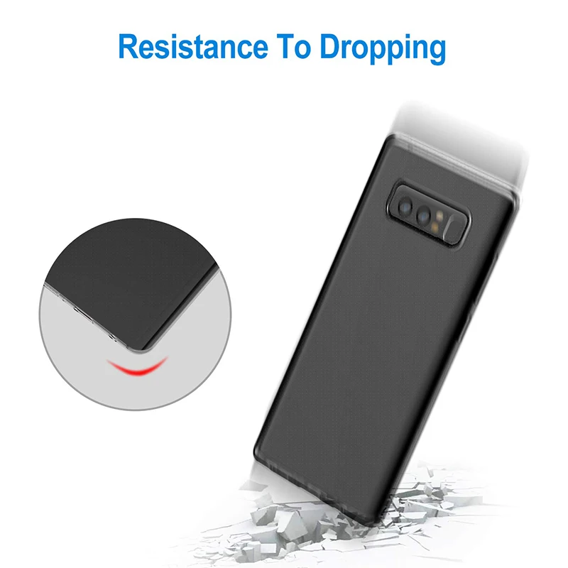 Clear Mobile Phone TPU Cases for Samsung Galaxy Note 8 Transparent Soft Silicone 360 Protective GalaxyNote8 Note8 Back Cover Gel