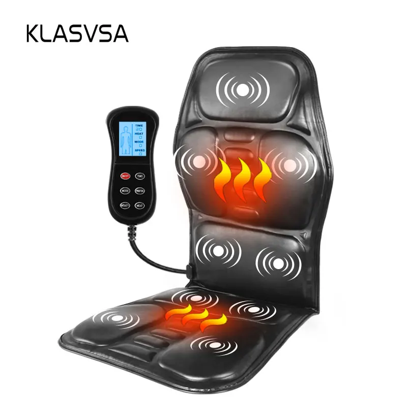 KLASVSA-masajeador de espalda eléctrico, cojín de silla de masaje, vibrador de calefacción, colchón de cuello Lumbar para coche, hogar y oficina,