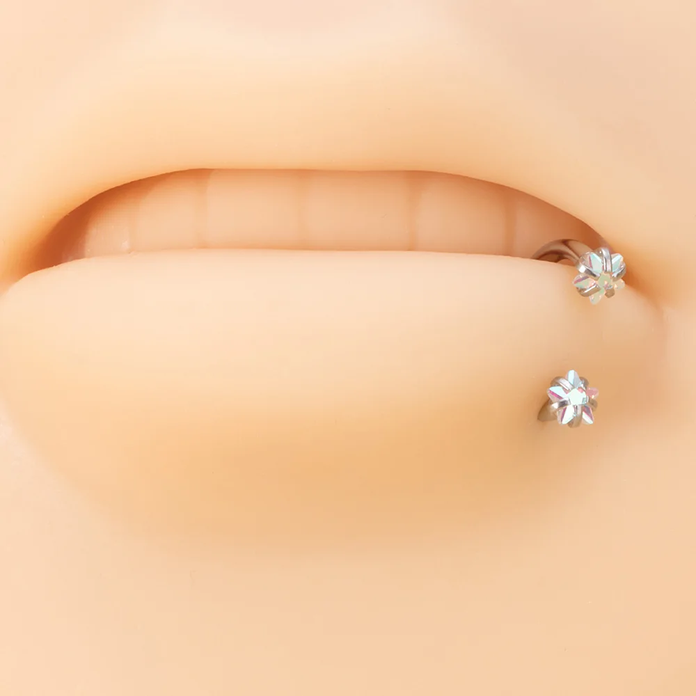 Piercing de circonita redonda con forma de estrella para mujer, Arete de hélice para cartílago, labio, ceja, retenedor de Labret, 8mm, 16G, 5