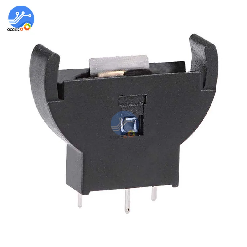 20PCS Black Plastic CR2032 2032 3V Half-Round Cell Coin Battery Socket Holder Case Module Battery Boxes Vertical Inline 3 Pins