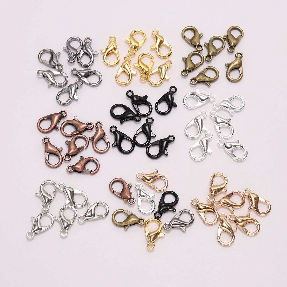 50 teile/los 10 12 14 16mm Gold Legierung Armband Karabiner Haken Für DIY Halskette Kette Stecker Schmuck Finden liefert – Detail 9
