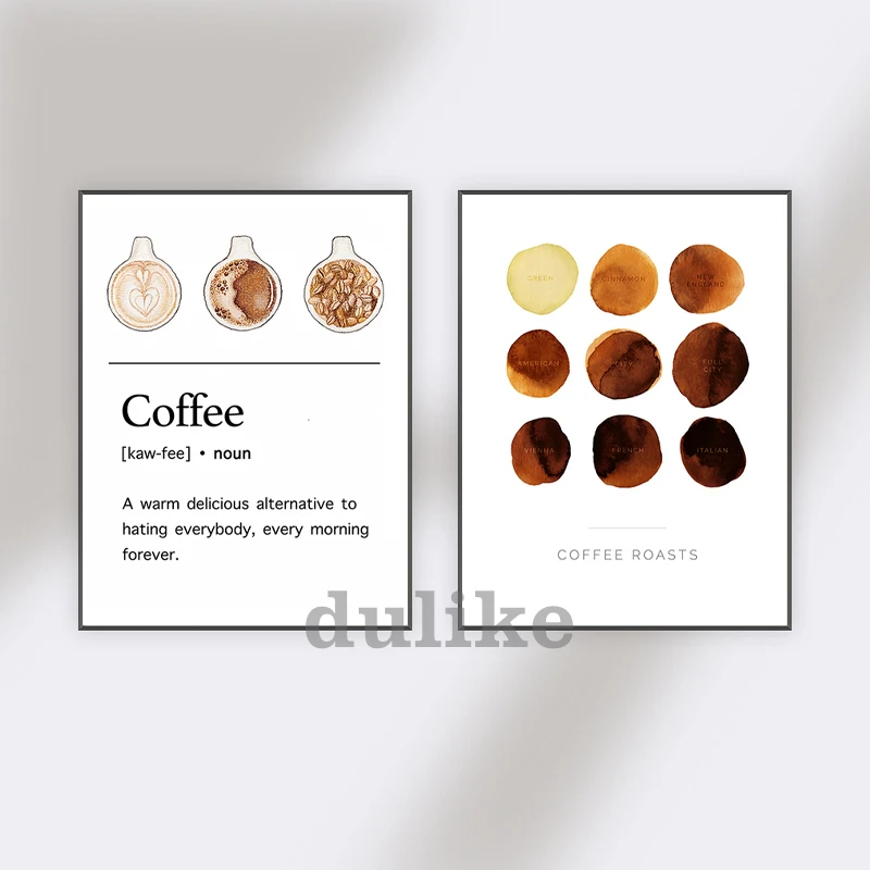 Coffee Types Wall Art Prints And Poster Coffee Chart Espresso Canvas Painting Wall Pictures Kitchen Art Cafe Decor