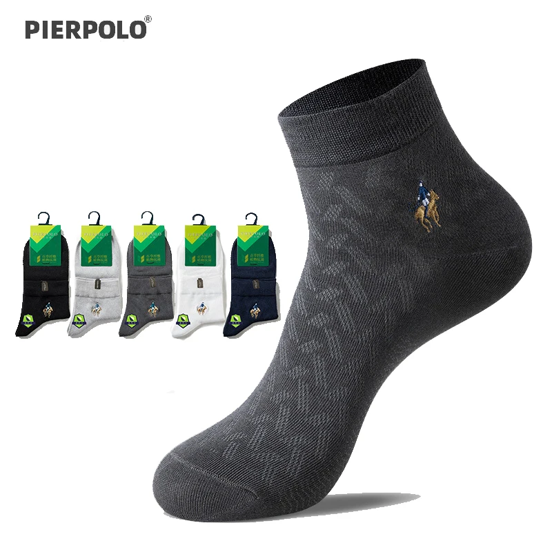 

PIER POLO Socks Brand High Quality Modal Fiber Men Socks Embroidery Dress Socks Men Gifts Breathable Summer Socks 5 Pairs/Lot