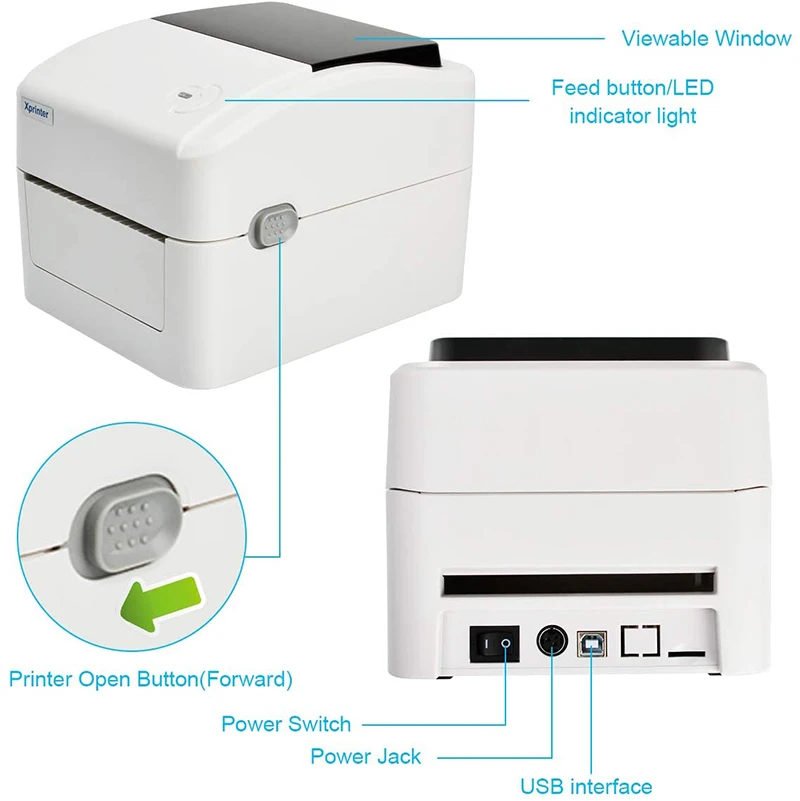 XP-420 4 Inch Thermal Shipping Label Printer 25-115mm Barcode Sticker Print Machine with Usb Bluetooth Paper Room Windows Mac