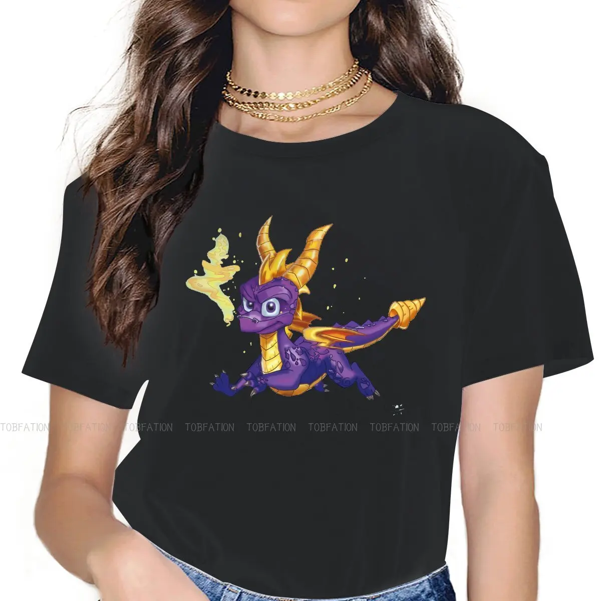 Glide Back Into Nostalgia Girls Women T-Shirt Spyro the Dragon Game Blusas Harajuku Casual Short Sleeve Vintage Oversized Tops