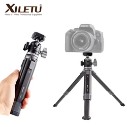 XILETU XTD30-MC22 Telescopic Tripod Mini Double Cold Shoe Ball Head with 1/4 Screw Tripod Selfie Stick for SLR Mirrorless Camera