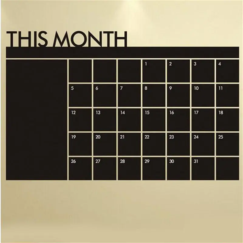 Monthly Chalkboard Chalk Board Blackboard Removable Wall Sticker Month Plan Calendar Memo DIY 64cm X 100 cm On Sale