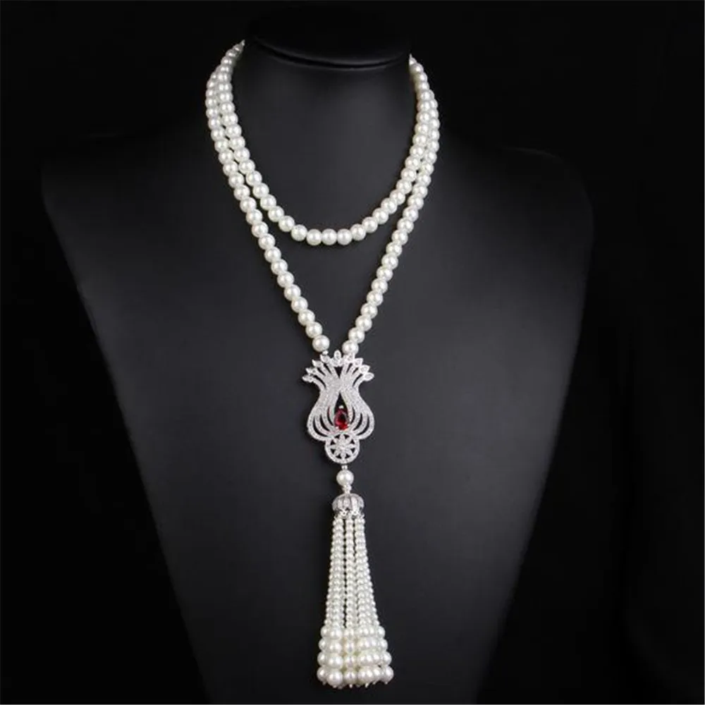 S925 Sterling Silver Long 8-9mm Pearl Necklace Women's Autumn Wedding Gift Fine Jewelry Pearl Sweater Chains 32inch