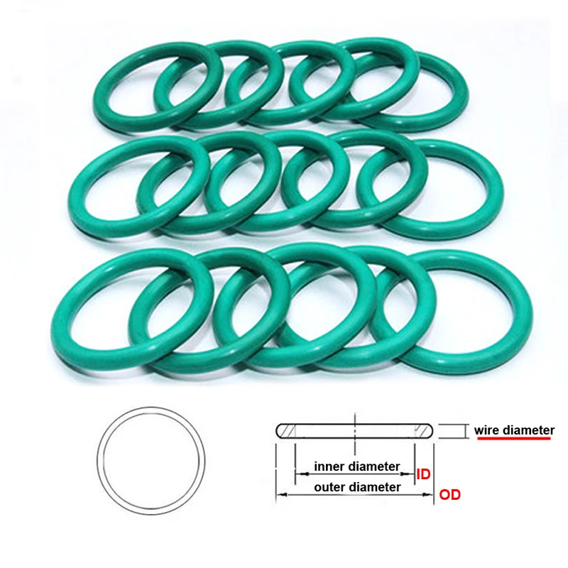 Junta tórica de flúor FKM, anillo de sellado de goma resistente al aceite térmico de 1mm (diámetro de cable), O.D 3-32mm para sellado de aceite, resistente al agua, 10 Uds.