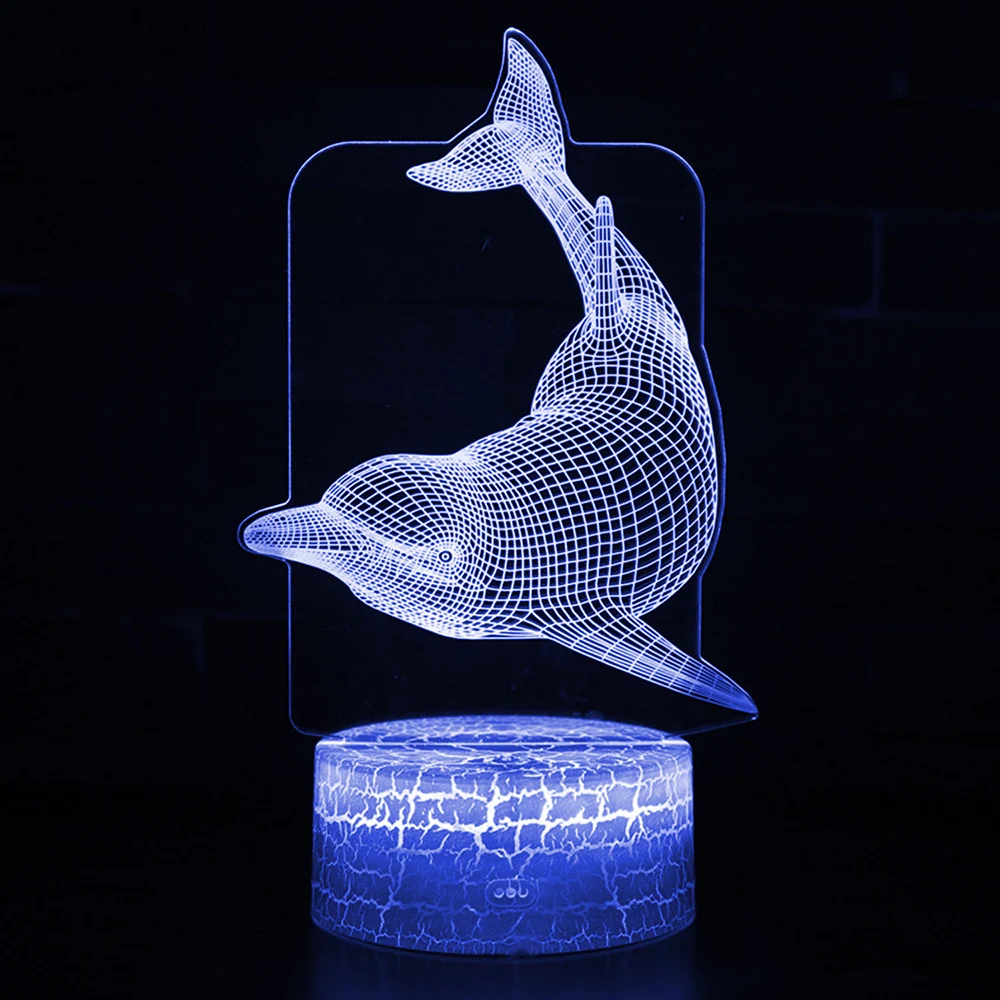 Remote / Touch Control 3D LED Night Light LED Table Desk Lamp Dolphin LED Night Light Color Change 3D LED Light for Kids Gift 30