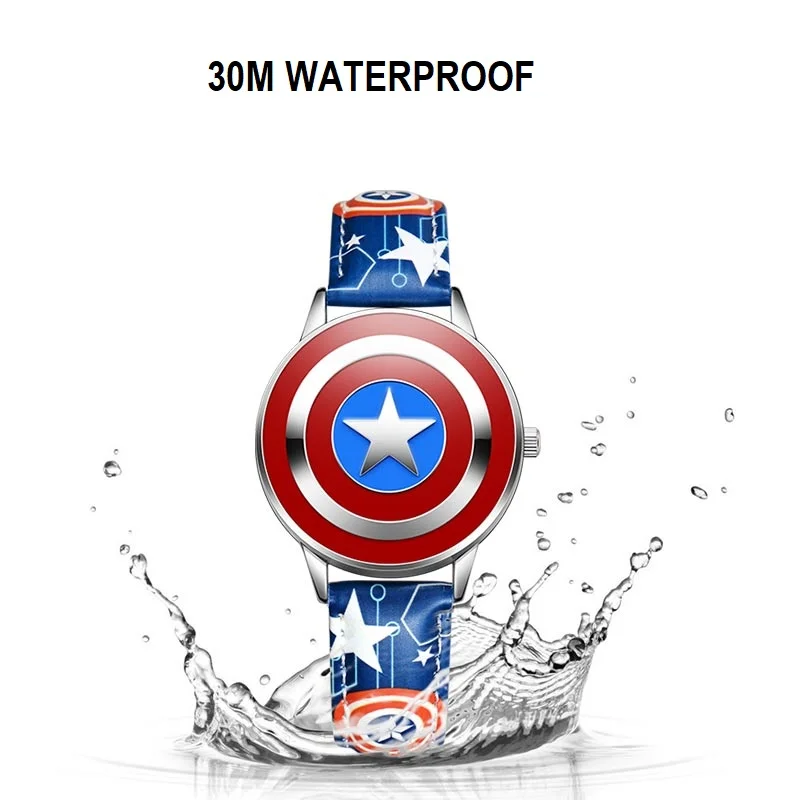 Marvel voor kinderen kijken Avengers Captain America Kid waterdicht quartz flip metal case polshorloge jongens studenten nieuwe geschenkklok