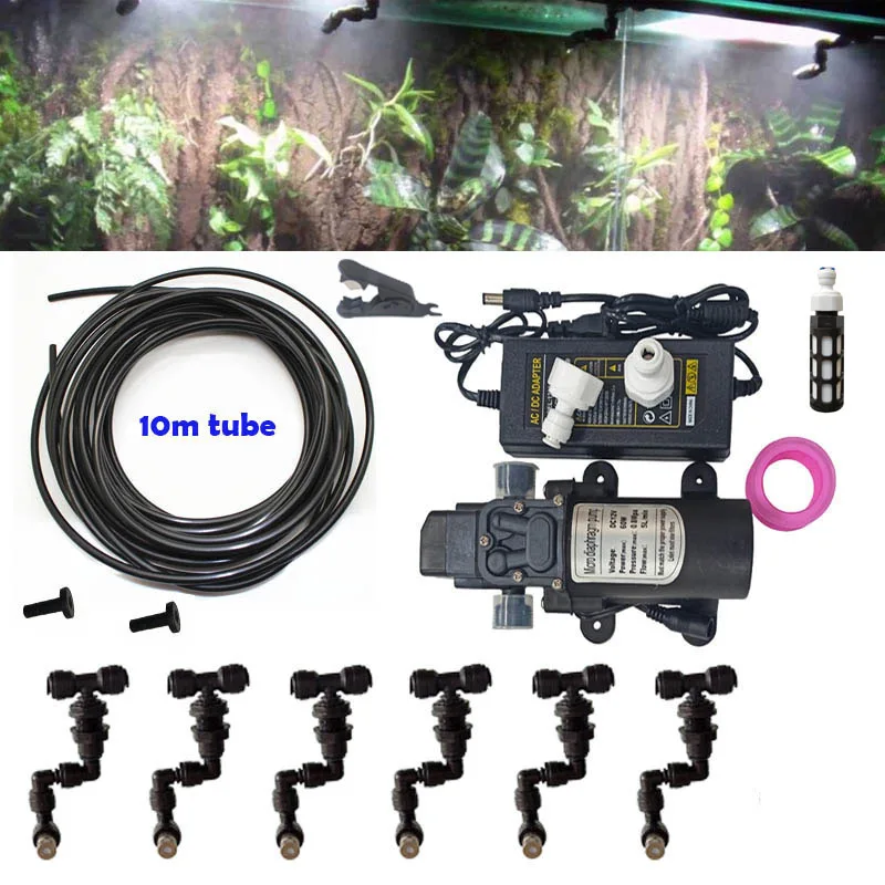 

Tank Misting Reptiles Fogger Mist Sprinkler Rainforest Tank 360 Adjustable Aquarium Aquatic Pet 10M Cooling System 6 Nozzles