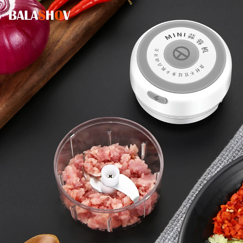 Mini Electric Food Mixer Kitchen Garlic Chopper Meat Garlic Masher Garlic Press Vegetable Chili Chopper Press USB Masher Machine