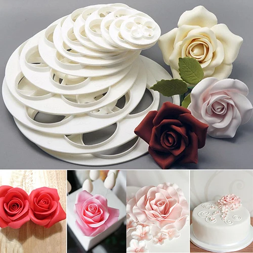 6 Pcs Fondant Cake Sugarcrafts Rose Flower Cookie Mold Gum Paste Cutter Tools