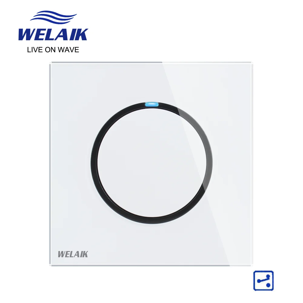 WELAIK UK standard-Crystal Glass-Panel  Push-Button-Switch  Wall-Light Switch AC 110-250V 1Gang-2Way B1712W