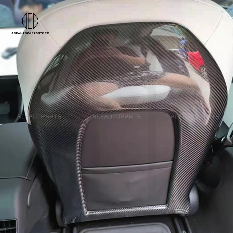 

Real Carbon Fiber Car Seat Back Protection Decoration Cover For Tesla Model 3 Model Y Interior Accessories