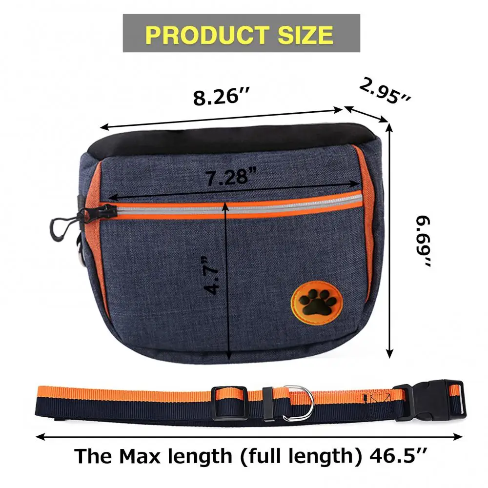 Dog Treat Pouch Oxford Cloth Pet Training Bag with Adjustable Waist Belt Dog Bowl Training Clicker Outdoor Dog Training Set