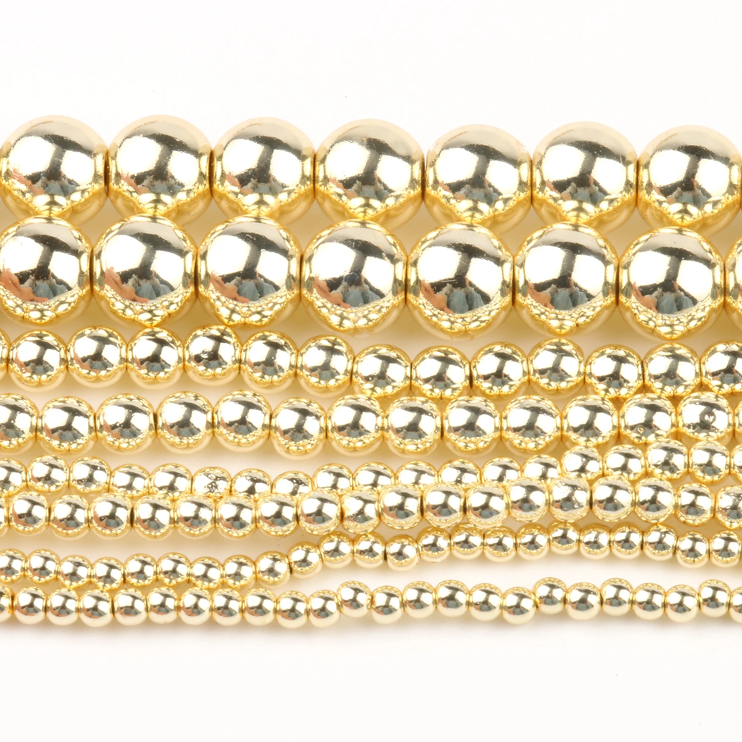 Wholesale Natural Stone Light Gold Plated Hematite Round Beads 2 3 4 6 mm 15\
