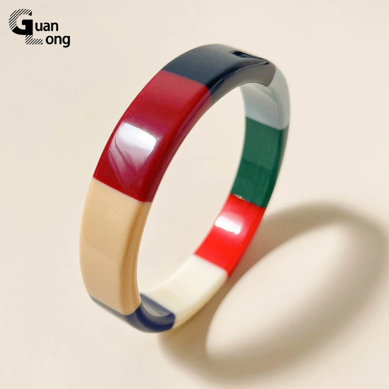 GongLong Colorful Trendy Round Bangle Bracelets for Women Fashion Jewelry Acrylic Geometric Cuff Bangles Designer Simple Gifts