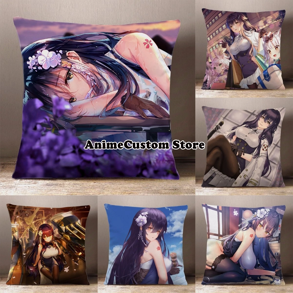 Hot Game Azur Lane IJN Azuma Cosplay Cartoon Printing Square Throw Pillow Siesta Dakimakura Dakimakura Back Cushion Gifts