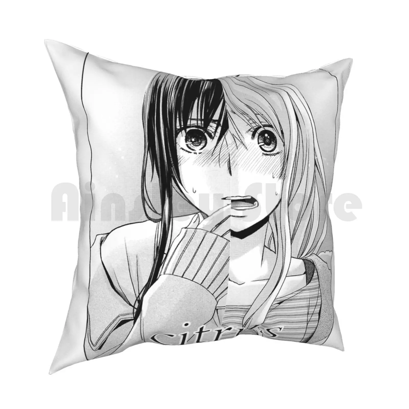 Citrus-Yuzu And Mei Pillow Case Printed Home Soft Throw Pillow Citrus Yuzu Mei Shojo Manga Anime Harumin Love Molonas