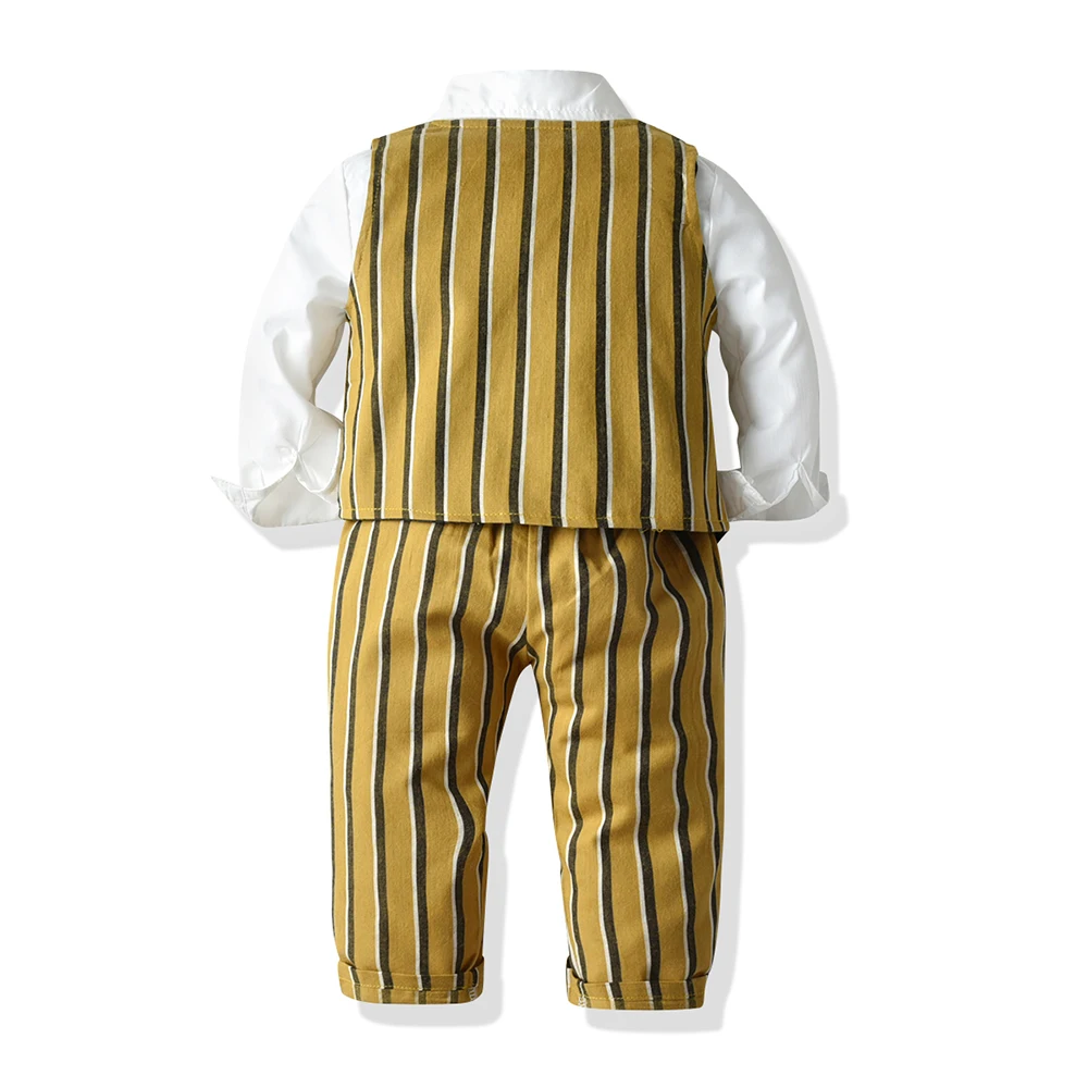 Tem doger autumn 2020 new boy clothing suits shirt+striped vest+striped pants 3 pcs gentleman clothes wedding outfits