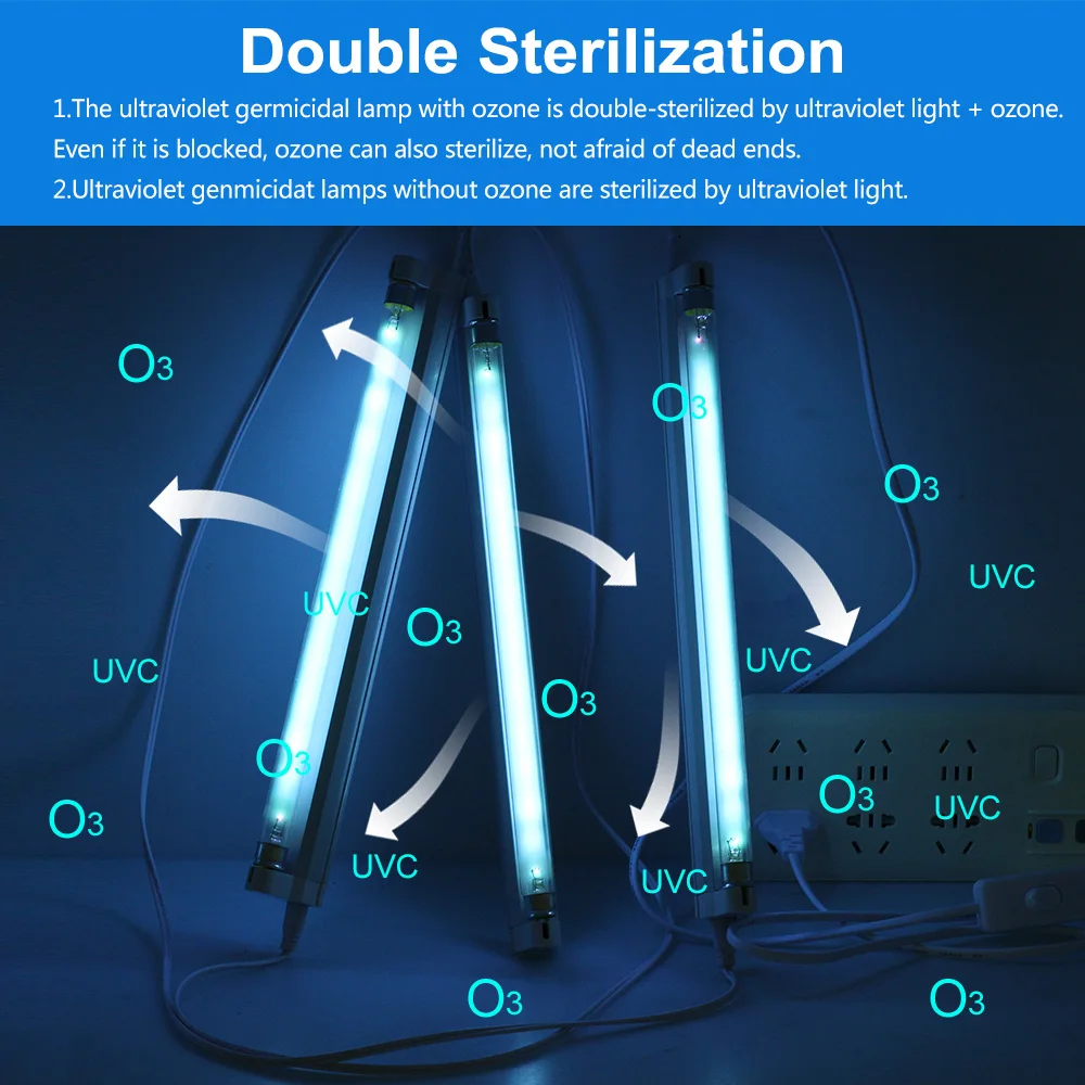 8W Ultraviolet Bactericidal Light Set T5 Tube UVC Germicidal Sterilizer lamp110V 220V Ozone Deodor Eliminator Tube Clean Air