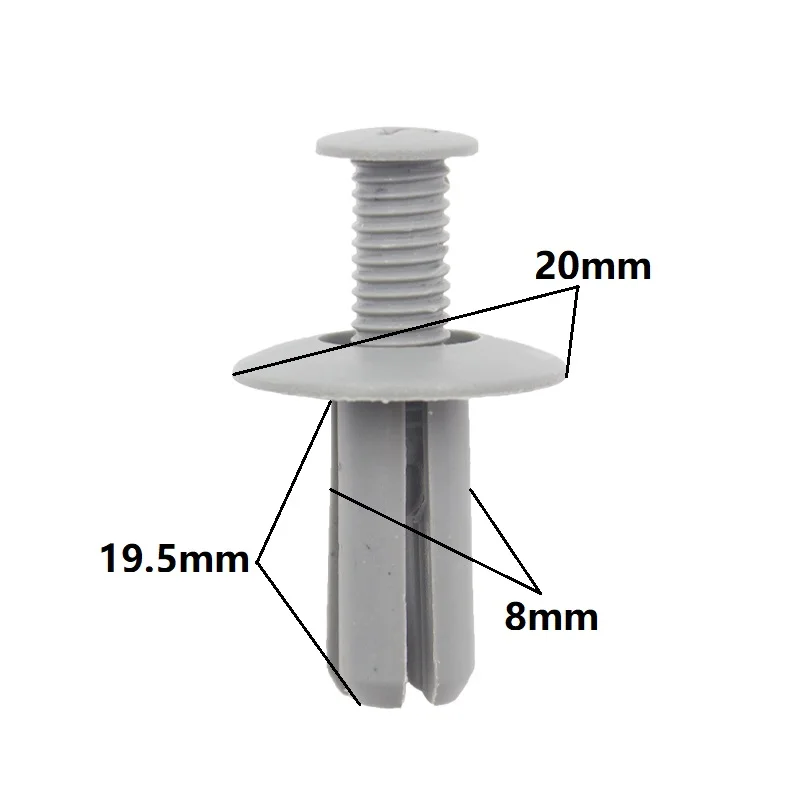 

20Pcs Gray Push in 8mm Hole Long 26mm Expansion clamp Fits Panel Trim Retainer Clips Fastener