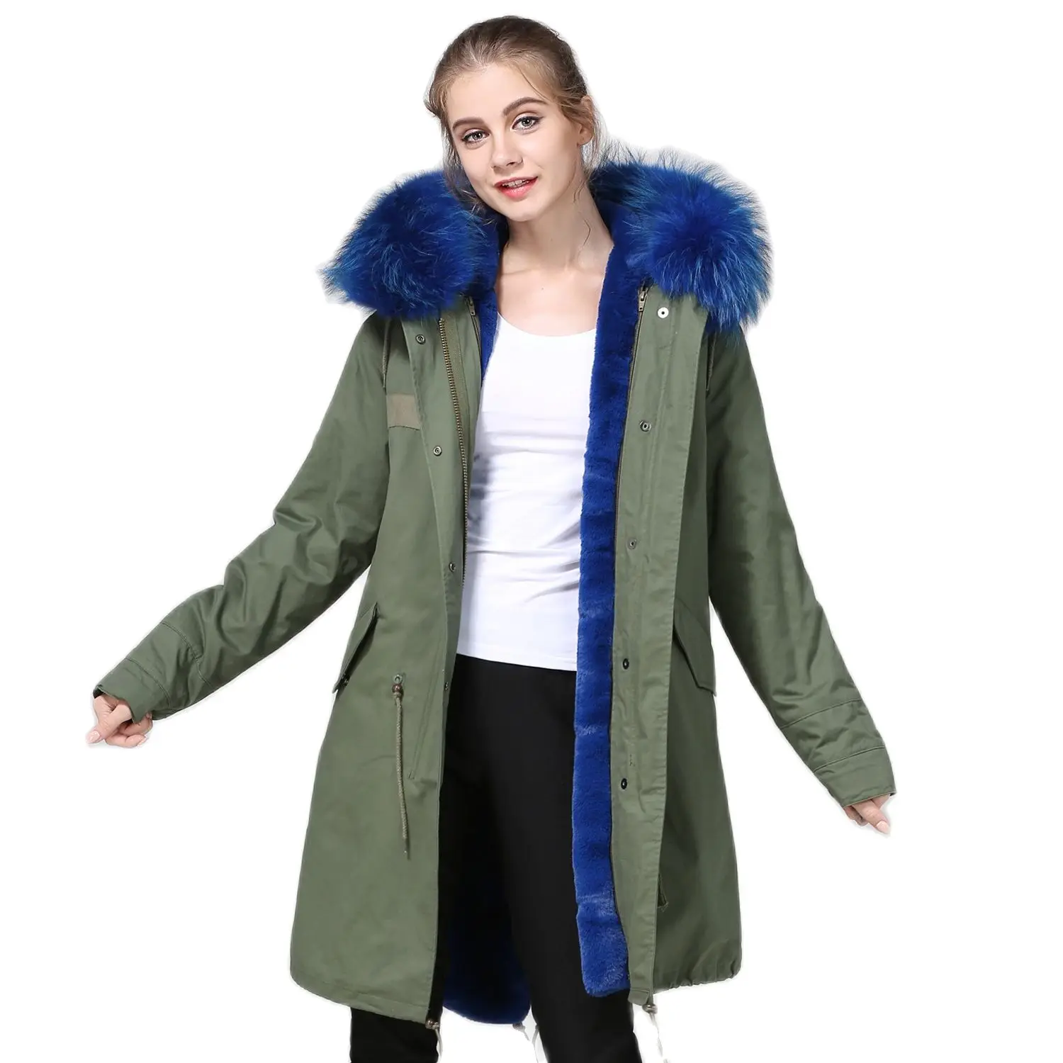 Manteau Long à doublure pour hommes et femmes, magnifique Parka bleu royal, Style décontracté