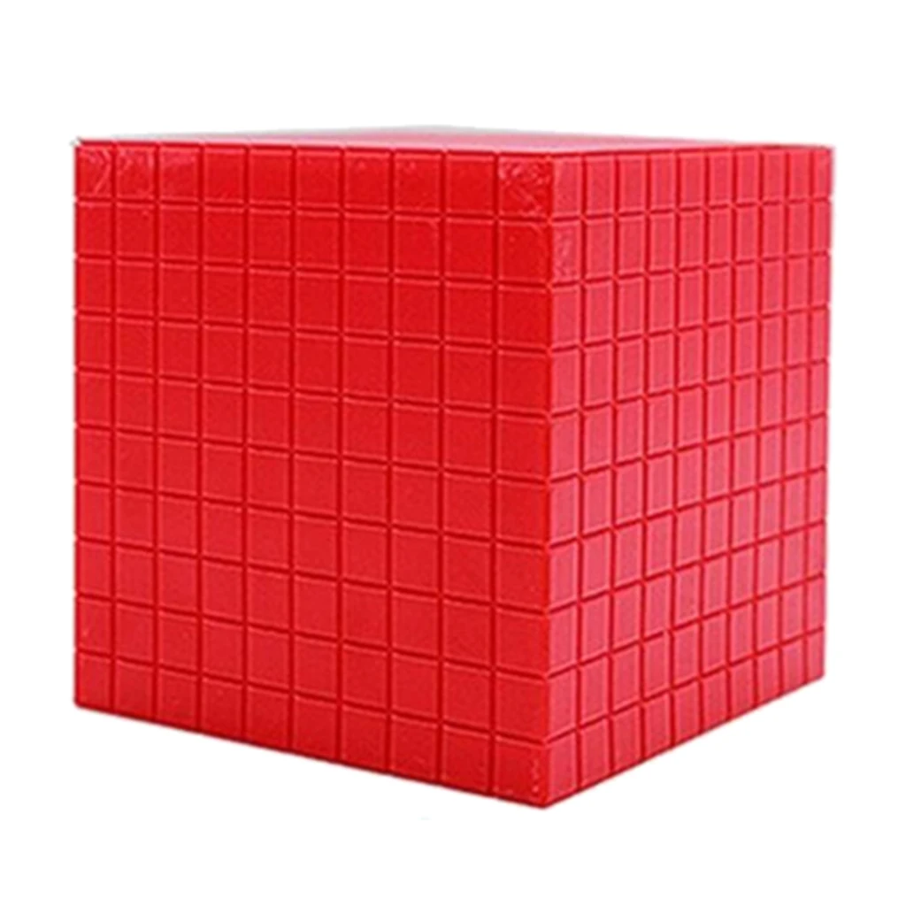 子供のための赤いモンテッソーリ数学トレーニングキューブ,教育玩具,10x10x10cm