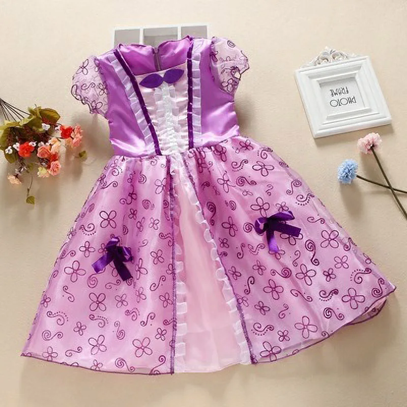 Children Princess Fancy Costume Girls New Rapunzel Anna Dress Kids Christmas Cosplay Belle Aurora Sofia Birthday Party Clothes