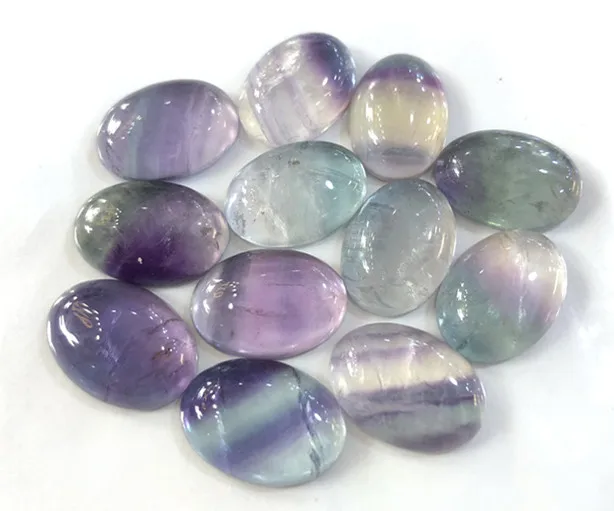 

Wholesale 13x18mm Genuine Rainbow Fluorite Cabochon Natural Oval Gemstone Beads For Jewelry Making Ring Face Accessories