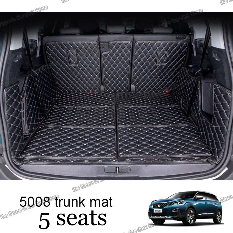 Leather Car Trunk Mat Cargo Liner for peugeot 5008 2017 2018 2019 2020 2021 P24 2008 accessories rear boot interior auto T87