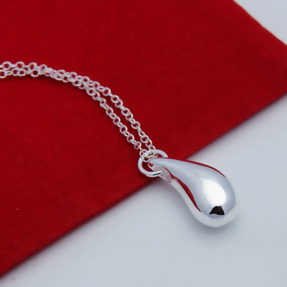 Hot 925 Sterling Silver Necklace For Women Simple Water Drop Pendant Feminine O Chain Clavicle Fashion Jewelry Gift