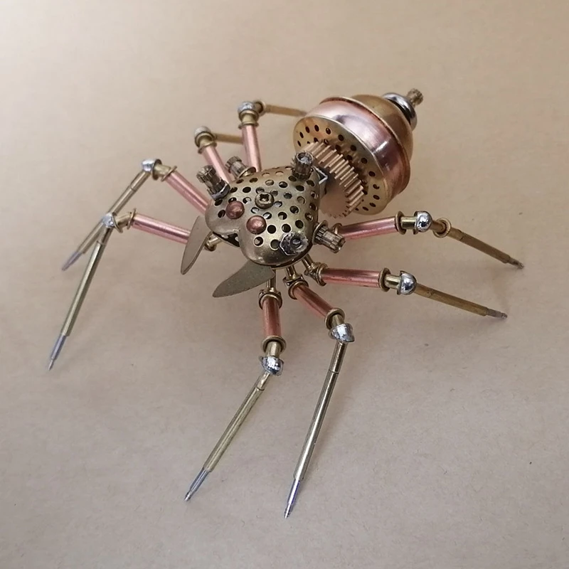 Araignée sautante mécanique Steampunk, araignée d'insectes, entièrement en métal, artisanat fait à la main, design créatif, ornements