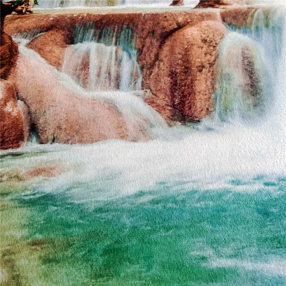Natural Scenery 3D Carpet For Living Room Green Forest Waterfall Landscape Rug Bedroom Anti-slip Carpet In The Bathroom Large