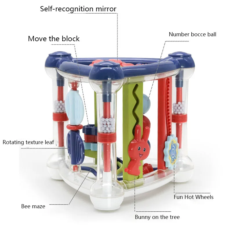ألعاب للأطفال 0-12 شهر نشاط اللعب مكعب تطوير الرضع ألعاب تعليمية معلقة الوليد حشرجة الموت لعبة المولود الجديد صبي فتاة