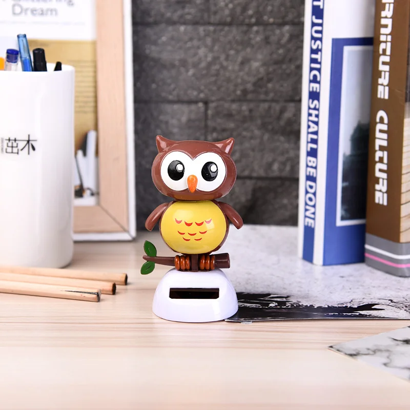 Adorable Solar Powered Swinging Toy Cute Owl Style Dancing Ornament Car Office Desk Decor Dancing Animal Birthday Gift PR Sale