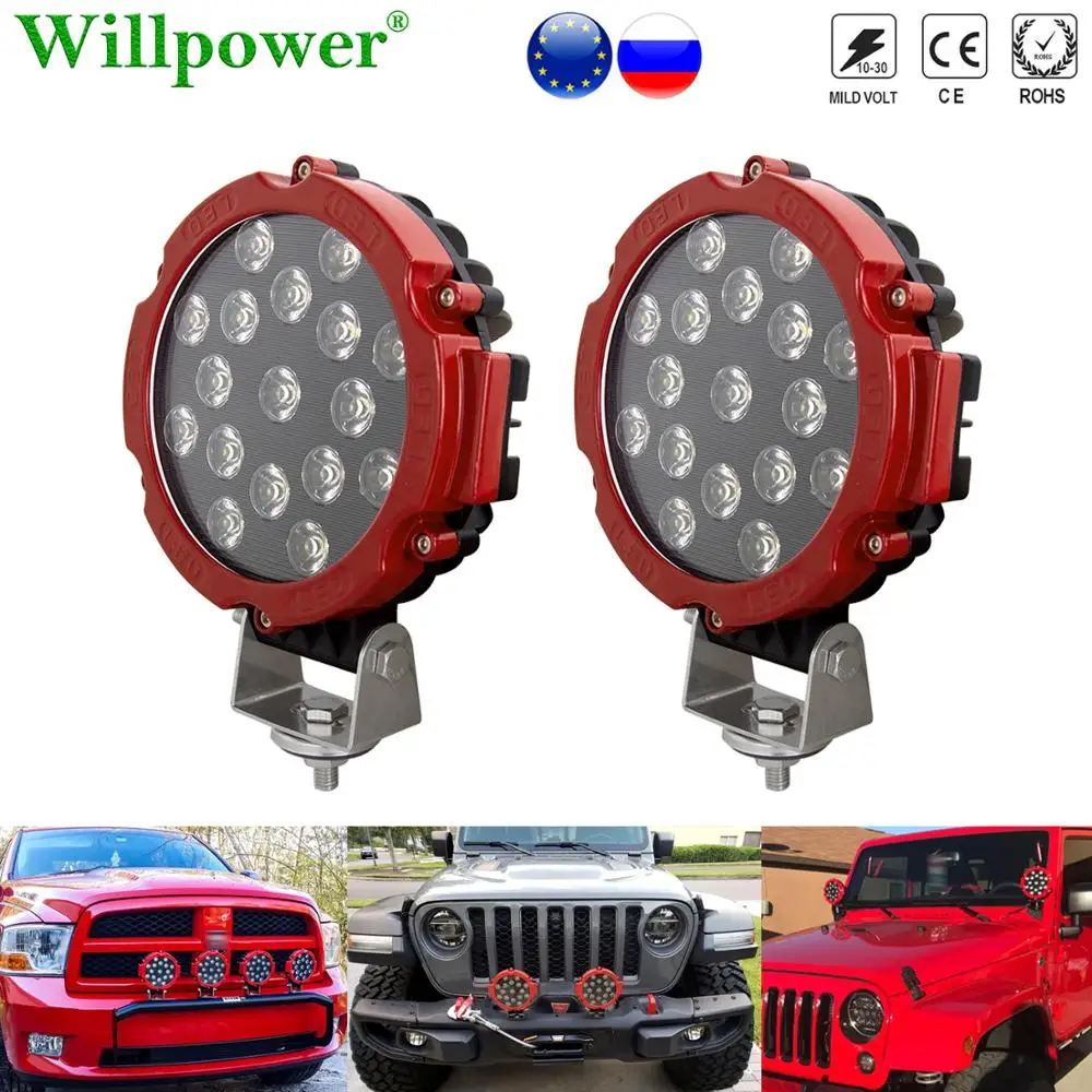 Offroad Car Bullbar 51W 7” Round Headlight LED Work Light Spotlight For Jeep JK 4x4 Truck SUV Pickup Flood Driving Fog Lamp