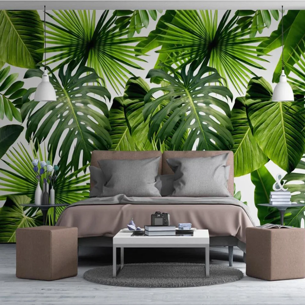 Milofi Custom 3D Wallpaper Mural Fresh Rainforest Plant Banana Leaf Pastoral Living Room Bedroom Background Wall Decoration Pain